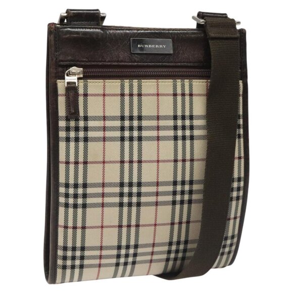 BURBERRY Nova Check Shoulder Bag Canvas Beige Auth 110228 - Picture 1 of 16